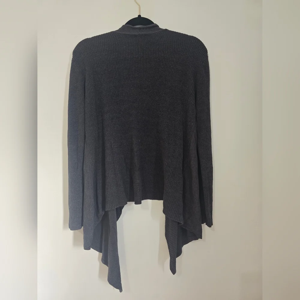 Eileen Fisher Womens Charcoal Open Front Cardigan Cotton/Viscose/Silk Blend - Picture 4 of 4